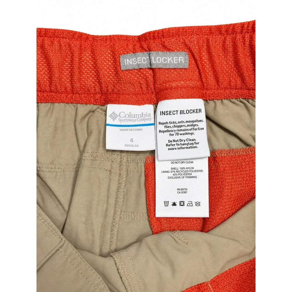 Columbia Insect Blocker Hiking Pants Womens 4 Tan Khaki Outdoor Cargo Trousers - Picture 2 of 4